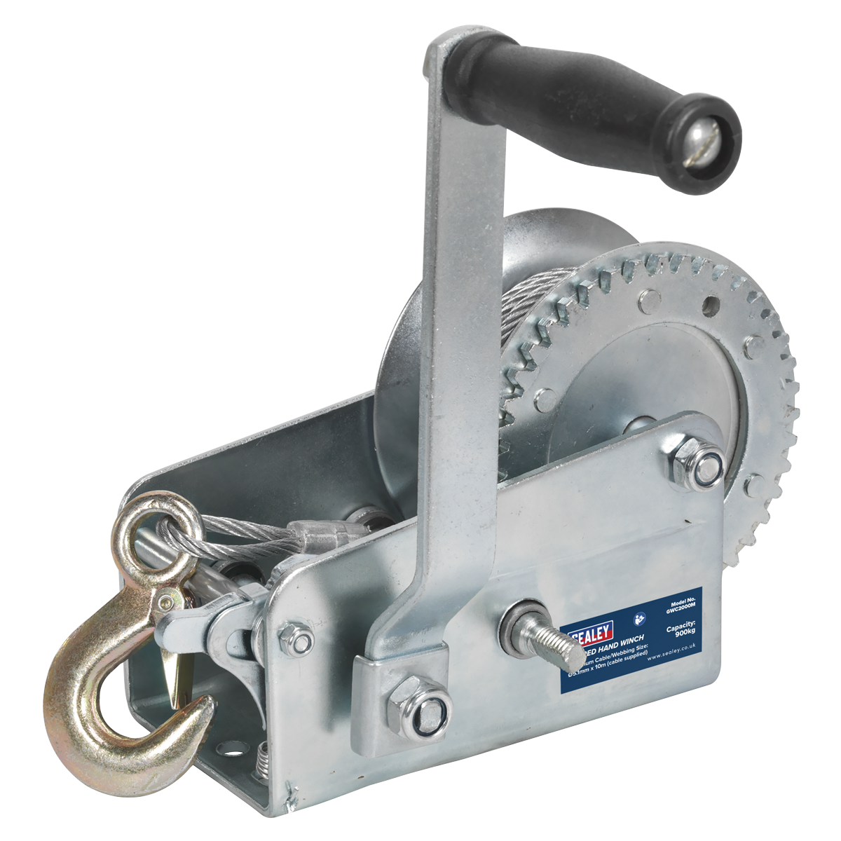 Geared Hand Winch 900kg Capacity with Cable - GWC2000M - Farming Parts