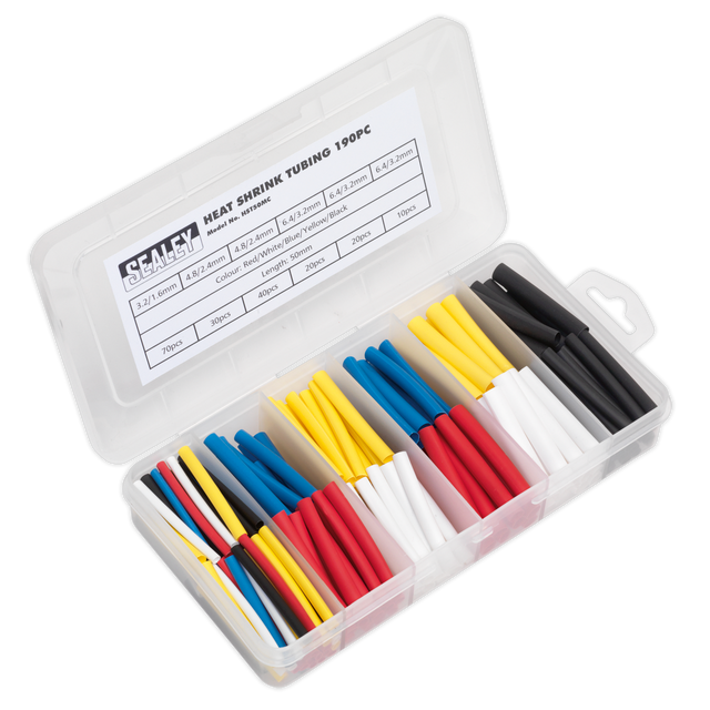 Heat Shrink Tubing Assortment 190pc 50mm Mixed Colours - HST50MC - Farming Parts