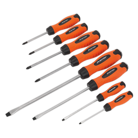 Screwdriver Set 8pc Hammer-Thru Hi-Vis Orange - HV004 - Farming Parts