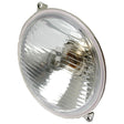 Close-up view of the Sparex Head Light, (Halogen), RH, LH Dip, 12V - S.41108, featuring a reflective interior, a clear ribbed glass cover, and a durable metal housing material.