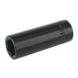 The Sealey Impact Socket 18mm Deep 1/2"Sq Drive - IS1218D is a black, cylindrical socket with a hexagonal opening on one end. The side of this essential hand tool is marked with size specifications, making it perfect for use with air impact wrenches.