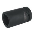 The Sealey Impact Socket 34mm Deep 1" Square Drive - IS134D is a black chrome molybdenum socket featuring a six-point opening, optimized for air impact wrenches as part of the Premier Hand Tools collection.
