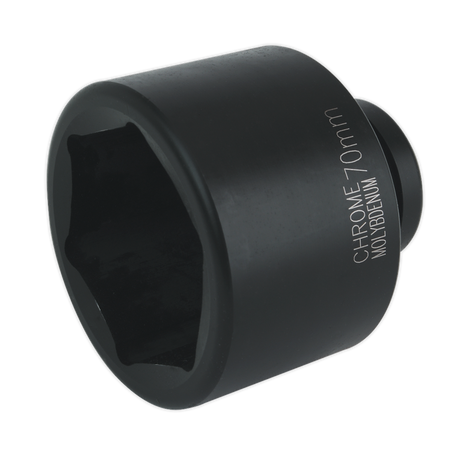 Introducing the Impact Socket 70mm 1"Sq Drive - IS170 by Sealey, a high-quality black chrome molybdenum socket engineered for optimal performance with air impact wrenches.