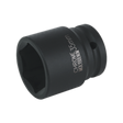 The Sealey Impact Socket 35mm 3/4"Sq Drive - IS3435 is a premium black chrome molybdenum socket featuring a hexagonal opening and a side hole for easy attachment, perfect for use with air impact wrenches.