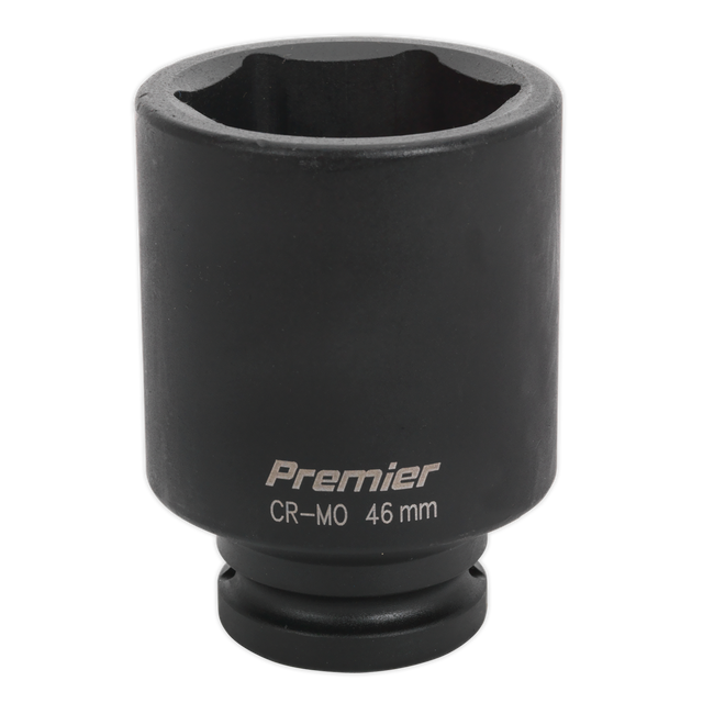 A Sealey 46mm Deep 3/4" Square Drive Impact Socket (IS3446D), ideal for use with air impact wrenches.