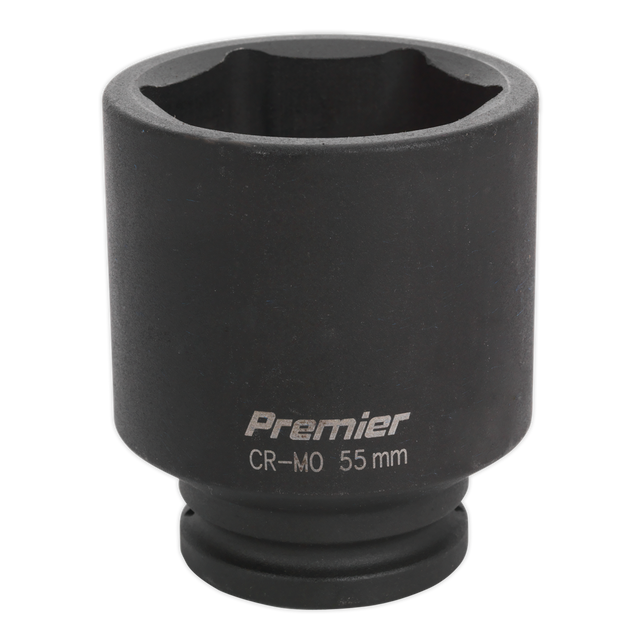 A Sealey brand impact socket, model IS3455D, with "CR-MO 55 mm" written on it, is ideal for use with air impact wrenches.