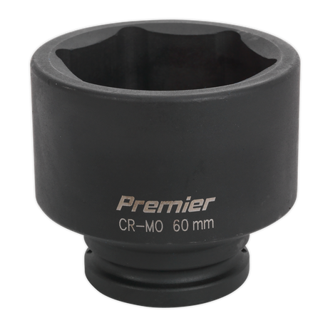 The Sealey Impact Socket 60mm 3/4"Sq Drive - IS3460 features a hexagonal opening, making it perfect for use with air impact wrenches.