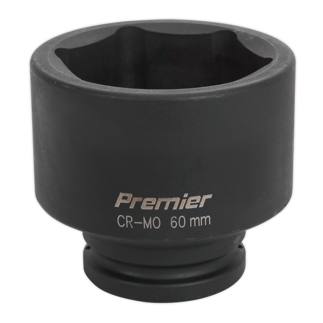 The Sealey Impact Socket 60mm 3/4"Sq Drive - IS3460 features a hexagonal opening, making it perfect for use with air impact wrenches.