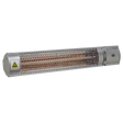 The Sealey High Efficiency Infrared Short Wave Wall Mounting Heater 2000W (IWMH2000R) is an industrial-grade, wall-mounted heater featuring a honeycomb protective grille, a caution triangle label, and is designed for outdoor use.