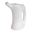 The Sealey Measuring Jug with Rigid Spout 1L – J1 is a white polyethylene male urinal featuring an ergonomic design, a fixed spout, and volume measurements on the side.