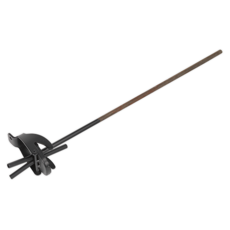 A digital illustration of a medieval halberd with a wooden shaft and a black metallic axe-blade, spike, and hook, demonstrating the same meticulous craftsmanship found in products like the Sealey Jerry Can Adaptor Double Tube - JCA2.
