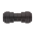 A black plastic Sealey Straight Coupling (John Guest Speedfit® - PM0412E) with a 12 mm diameter on both sides, available in a pack of 5.