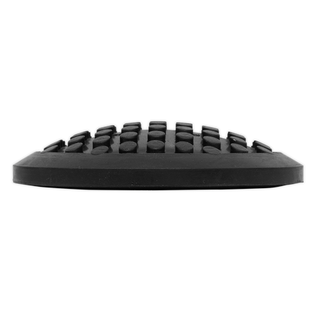 Side view of a black, cushioned anti-fatigue floor mat with a Type C design and dimpled surface, branded as the Sealey Safety Rubber Jack Pad - Type C - JP05.