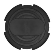 A black, round, multi-layered plastic object with a rectangular section in the center, designed as the Sealey Safety Rubber Jack Pad - Type B - JP09 for vehicle jacking points.