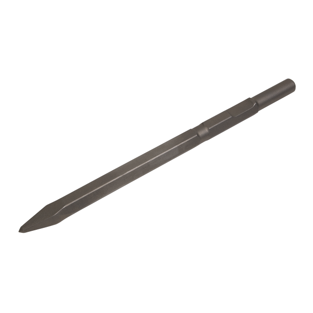 The Sealey Point 375mm - Kango 900 - K1PT is a robust, industrial pointed chisel crafted from metal, featuring a beveled tip and cylindrical handle. It is ideal for construction or demolition tasks and works perfectly with Makita tools.