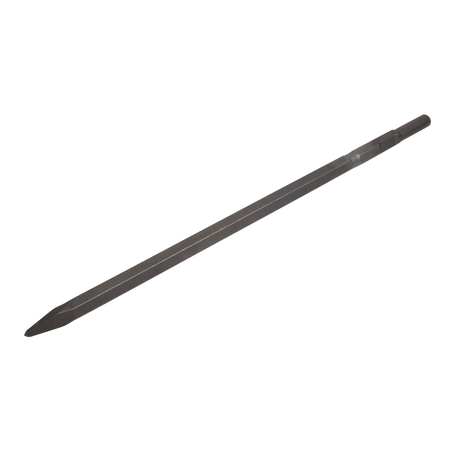A Sealey Point 600mm - Kango 900 - K3PT is a long, pointed metal chisel with a hexagonal shaft, compatible with brands like Makita.