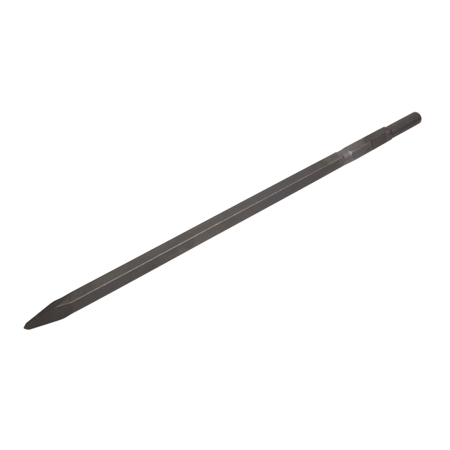 A Sealey Point 600mm - Kango 900 - K3PT is a long, pointed metal chisel with a hexagonal shaft, compatible with brands like Makita.