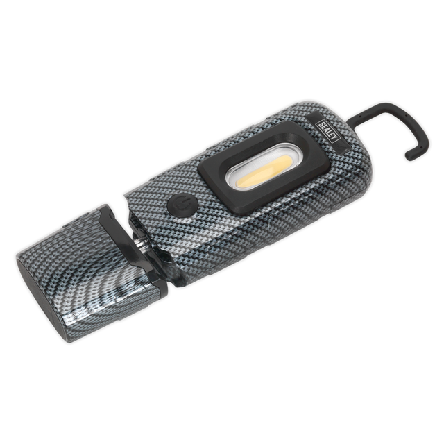 Rechargeable 360° Inspection Light 3W COB & 1W SMD LED Carbon Fibre Effect - LED3601CF - Farming Parts