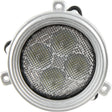 A close-up of the round metal component with a mesh center and three mounting brackets reveals a rugged design reminiscent of the Sparex LED Work Light, Interference Class 3, which features 4800 Lumens Raw and operates within a 10-30V range (Sparex Part No. S.152142).