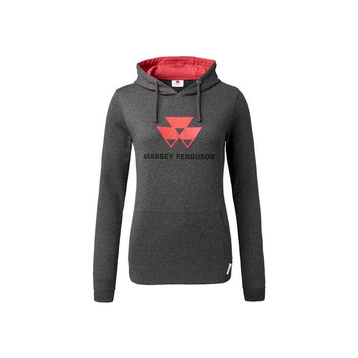 Massey Ferguson Ladies Grey Hoodie Embossed Logo Cotton Blend | X993312007