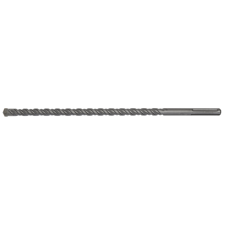Close-up of the Sealey SDS MAX Drill Bit Ø20 x 520mm (MAX20X520) with a pointed tip and helical flute design, fully hardened for boring holes into tough materials.