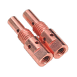 Two Sealey Diffuser Adaptor MB25/36 (MIG913) couplings, featuring a copper-colored metal design with threaded and smooth sections, cylindrical shapes, and multiple small holes—ideal as Powermig adaptors.