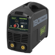 A Sealey Inverter Welder 180A 230V - MW180I featuring a black casing, digital display, control knob, and front connections, ideal for both MMA welding and Arc welding.