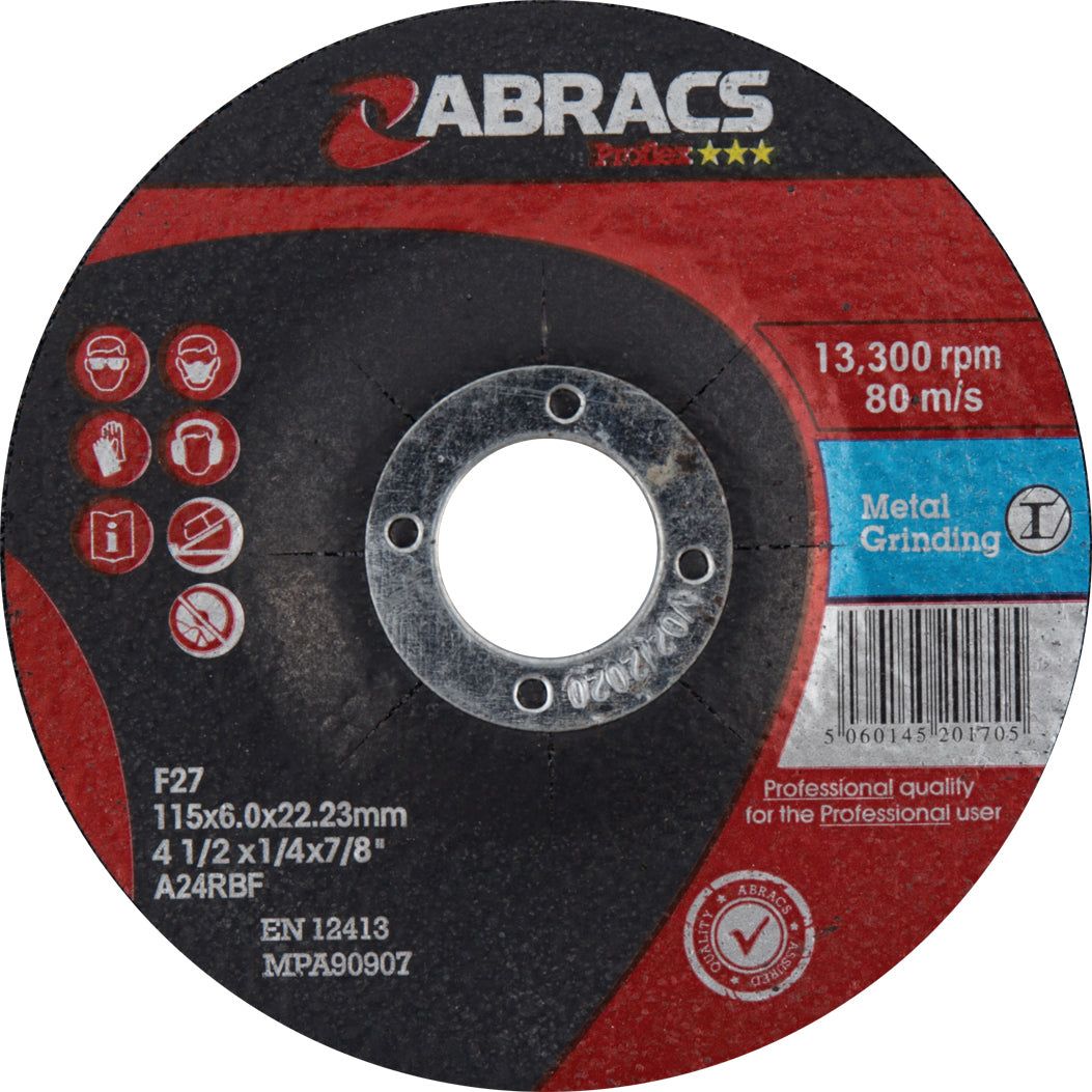 *SPECIAL PRICE* - Metal Grinding Disc 115mm x 6mm x 22mm A24RBF - S.11746