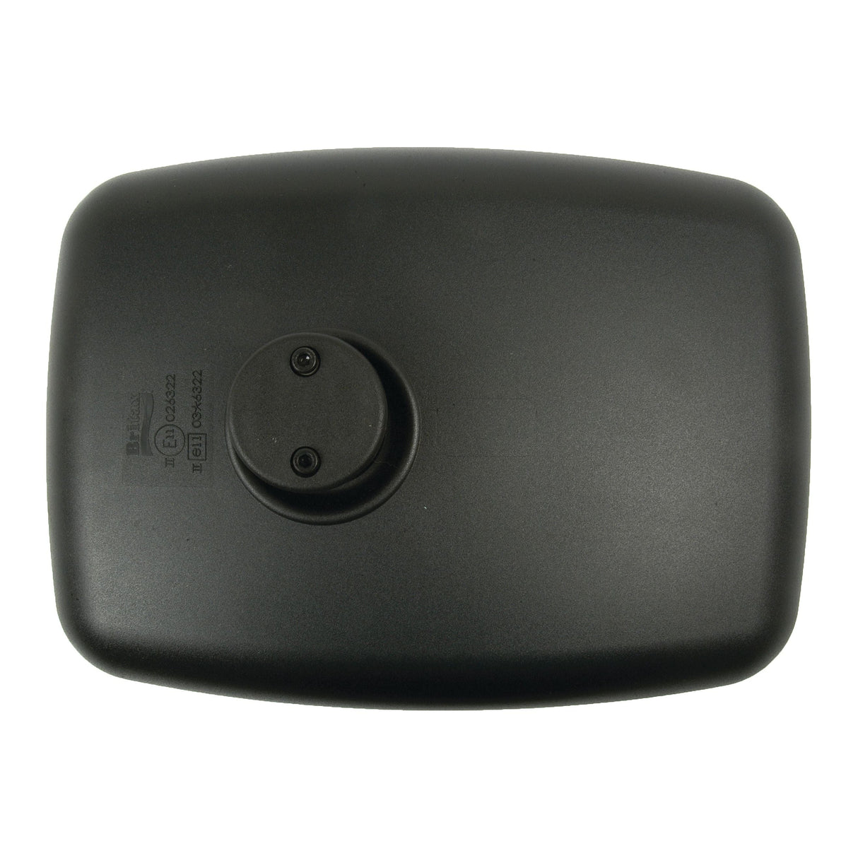 The product description could be rewritten as:
"A rectangular black plastic object with a round fitted fixture on one side, featuring small textual and logo details, reminiscent of designs found in Sparex's Mirror Head - Rectangular, Convex, 314 x 225mm, RH & LH - S.56846.