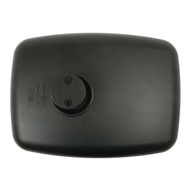 The product description could be rewritten as:
"A rectangular black plastic object with a round fitted fixture on one side, featuring small textual and logo details, reminiscent of designs found in Sparex's Mirror Head - Rectangular, Convex, 314 x 225mm, RH & LH - S.56846.