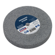 The Sealey Grinding Stone Ø150 x 16mm Ø13mm Bore A36Q Coarse - NBG150/GWC comes in grey with a blue and white label detailing product information. This 150mm aluminium oxide stone is ideal for general-purpose applications, offering versatility and durability to ensure reliability for various tasks.