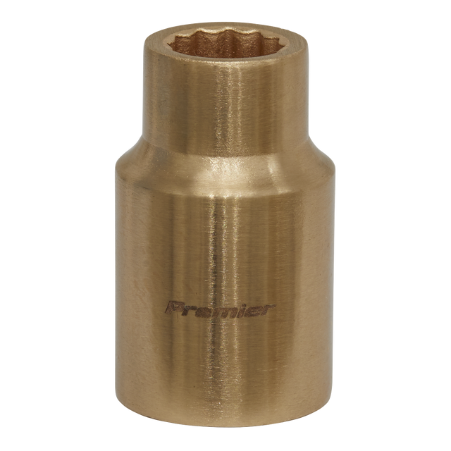 A brass-colored Sealey WallDrive® 12-point socket, size 11mm, 1/2" square drive, with the word "Premier" engraved on it.