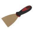 The Scraper 75 x 200mm - Non-Sparking - NS109 by Sealey is a metal putty knife with a black and red plastic handle, crafted from Beryllium Copper for added durability and safety.