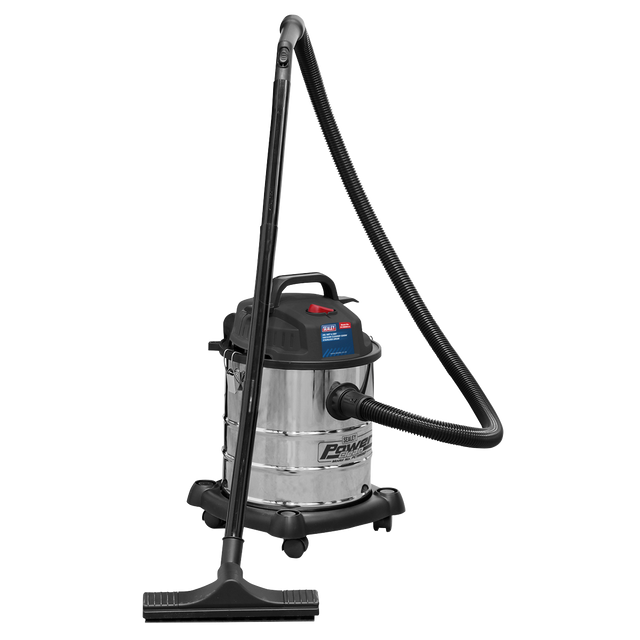 Vacuum Cleaner Wet & Dry 20L 1200W/230V Stainless Drum - PC195SD - Farming Parts