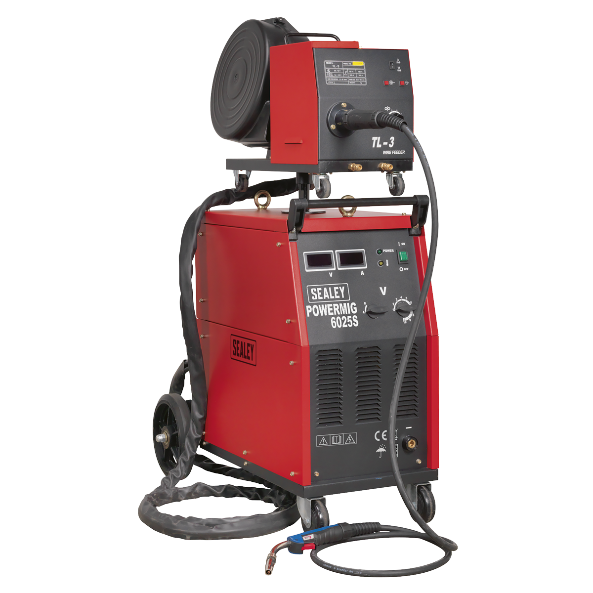 Professional MIG Welder 250A 415V 3ph with Binzel® Euro Torch & Portable Wire Drive - POWERMIG6025S - Farming Parts