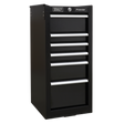 A Sealey Hang-On Chest 6 Drawer Heavy-Duty - PTB40506 tool cabinet, featuring six drawers with silver handles and built with heavy-duty welded steel construction. The upright cabinet boasts an integral locking system and ball-bearing drawer slides for smooth operation.