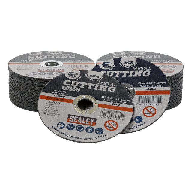 Cutting Disc Pack of 50 Ø100 x 1.6mm Ø16mm Bore - PTC/100CT50 - Farming Parts