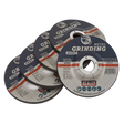 A set of five Sealey grinding discs, model number PTC/115G5, each with dimensions of Ø115 x 6mm and a Ø22mm bore, and a maximum RPM of 13,300.
