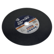 The Sealey Cutting Disc Ø355 x 3mm Ø25.4mm Bore - PTC/355C, with specifications printed on the label, is designed for cutting various types of metals. It is ideal for use with grinding and cutting power tools.