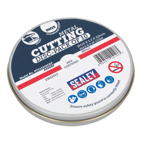 Cutting Disc Ø115 x 1.2mm Ø22mm Bore Pack of 10 - PTC11510CET - Farming Parts