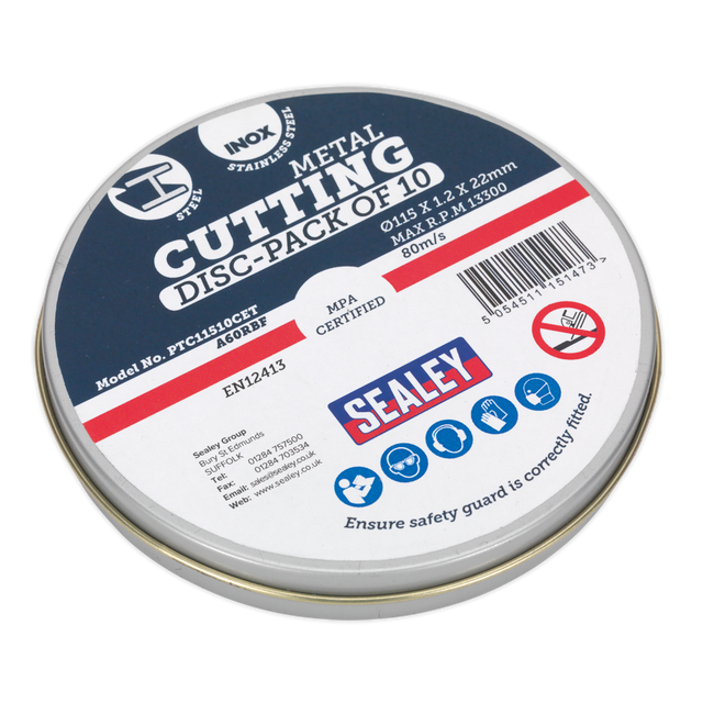 Cutting Disc Ø115 x 1.2mm Ø22mm Bore Pack of 10 - PTC11510CET - Farming Parts