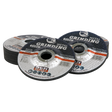 A pack of twelve Sealey grinding discs, each measuring Ø115 x 6mm with a Ø22mm bore, crafted from Aluminium oxide. The discs are arranged in a semi-circle with some lying flat and others slightly elevated, featuring product labels that specify their details. The set also includes a convenient storage case for easy organization and transport. Product code: PTC115G12.