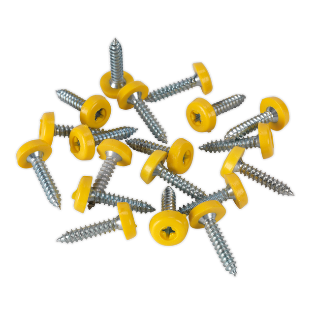 Numberplate Screw Plastic Enclosed Head 4.8 x 24mm Yellow Pack of 50 - PTNP6 - Farming Parts