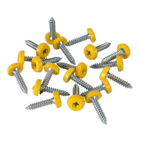Numberplate Screw Plastic Enclosed Head 4.8 x 24mm Yellow Pack of 50 - PTNP6 - Farming Parts