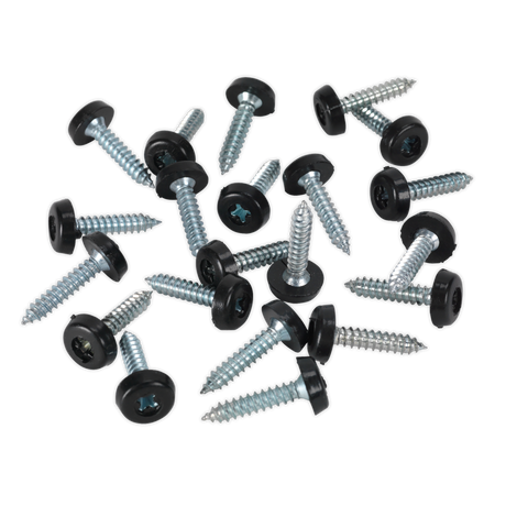 Numberplate Screw Plastic Enclosed Head 4.8 x 24mm Black Pack of 50 - PTNP7 - Farming Parts