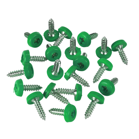 Green Numberplate Screws 4.8 x 18mm - Pack of 50 - PTNPG - Farming Parts