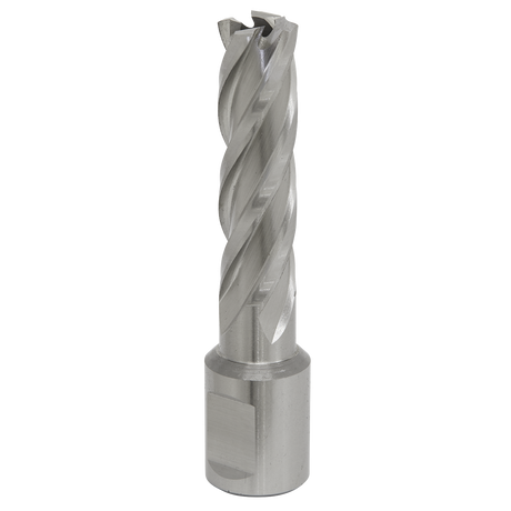 Introducing the Rotabor Cutter HSS Ø14mm - Cut Depth 50mm (RBHSS14L) by Sealey, a durable and precise metal drill bit featuring spiral flutes, crafted from premium HSS M2 steel for superior performance in cutting and shaping materials.