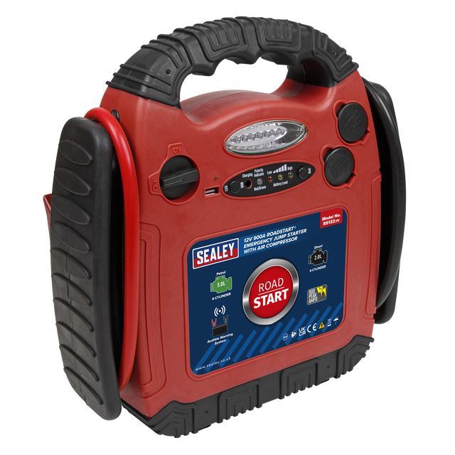RoadStart® Emergency Jump Starter with Air Compressor 12V 900 Peak Amps - RS132 - Farming Parts