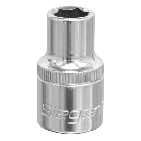 A high-quality Sealey WallDrive® Socket 10mm 1/2"Sq Drive (S0648), featuring a chrome finish, crafted from durable chrome vanadium steel and marked with the Siegen brand.