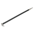 The Heel Bar 400mm - S0837, in black and silver and crafted from drop-forged steel by Sealey, features a flat, curved end and a chisel-like point on the other for precision tasks. Perfect for those seeking quality tools.